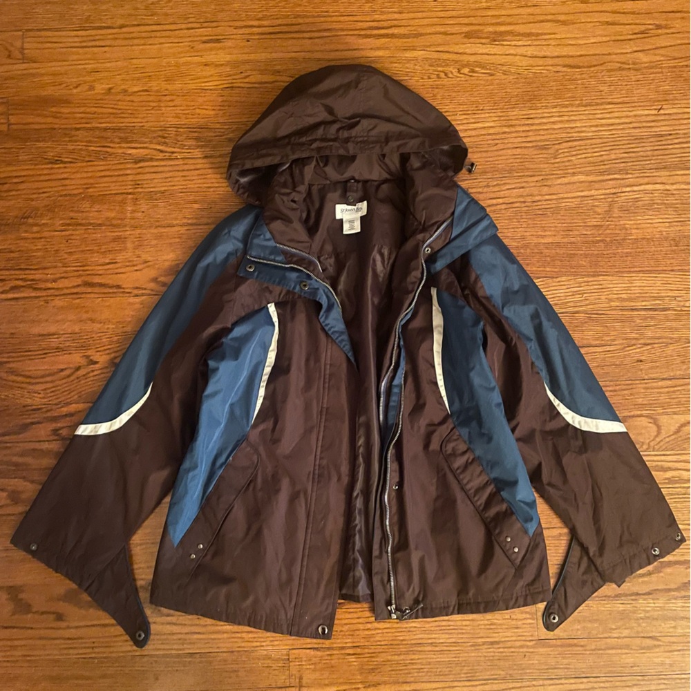 St. John's Bay Brown and Blue Jacket Rain Coat
